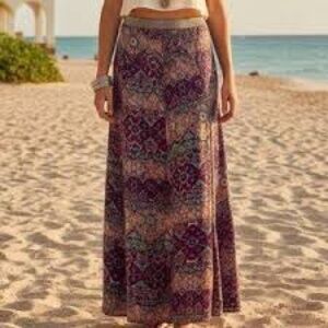 Vanessa Virginia Antgropologie Rani Boho Maxi Skirt In Large womens long purple